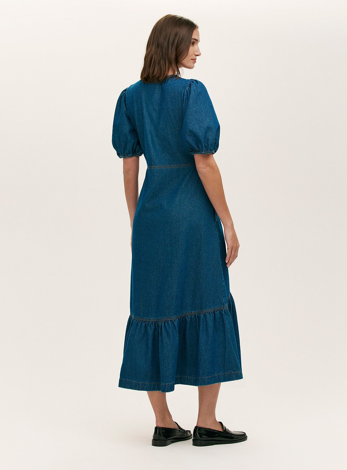 FINERY Goldie Denim Dress Midaxi Blue 8 - Image 4 thumbnail